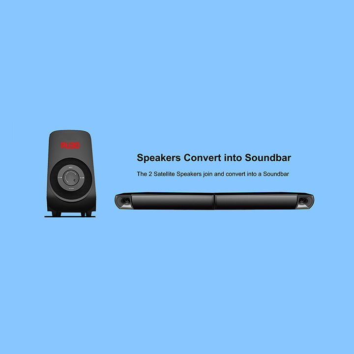 Pii Tech 2.1 Channel 100W Max Power and 40W RMS Home Theatre System with 2 Satellite Speakers / Convertible Soundbar