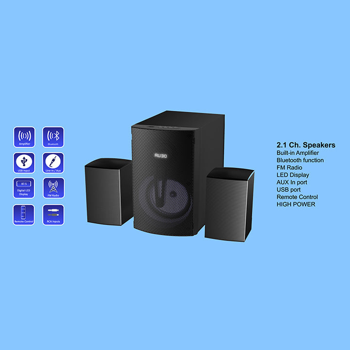 Pii Tech 2.1 Channel 125W Max Power and 50W RMS Power Home Theatre System with 2 Satellite Speakers and LED Display
