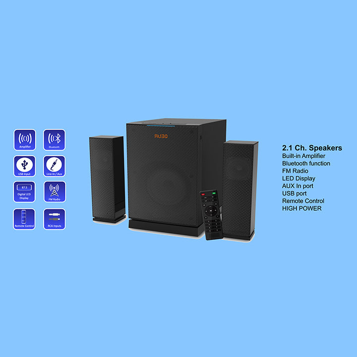 Pii Tech 2.1 Channel 200W Max Power and 80W (RMS) output Multimedia Home Theatre System with 2 Satellite Speakers