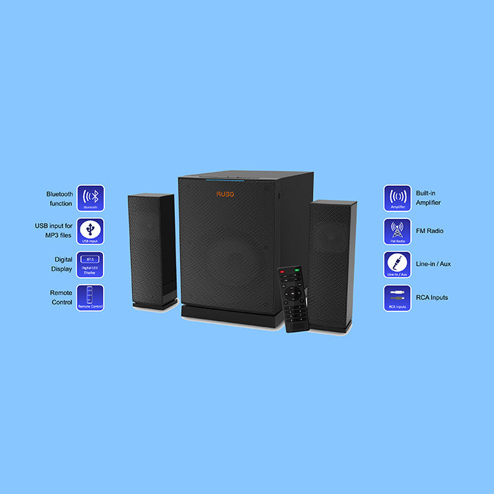 Pii Tech 2.1 Channel 200W Max Power and 80W (RMS) output Multimedia Home Theatre System with 2 Satellite Speakers