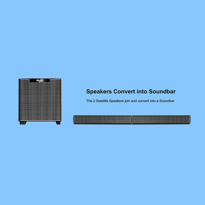 Pii Tech 2.1 Channel 300W Max Power, 120W RMS Home Theatre System with 2 Satellite Speakers / Convertible Soundbar