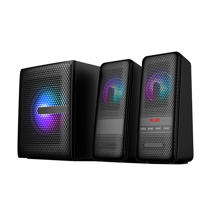 Pii Tech 2.1 Channel 50W Max Power and 20W RMS Output Multimedia Home Theatre System with 2 Satellite Speakers and RGB Lights
