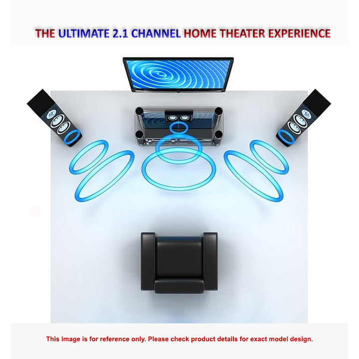 Pii Tech 2.1 Channel 50W Max Power and 20W RMS Output Multimedia Home Theatre System with 2 Satellite Speakers and RGB Lights