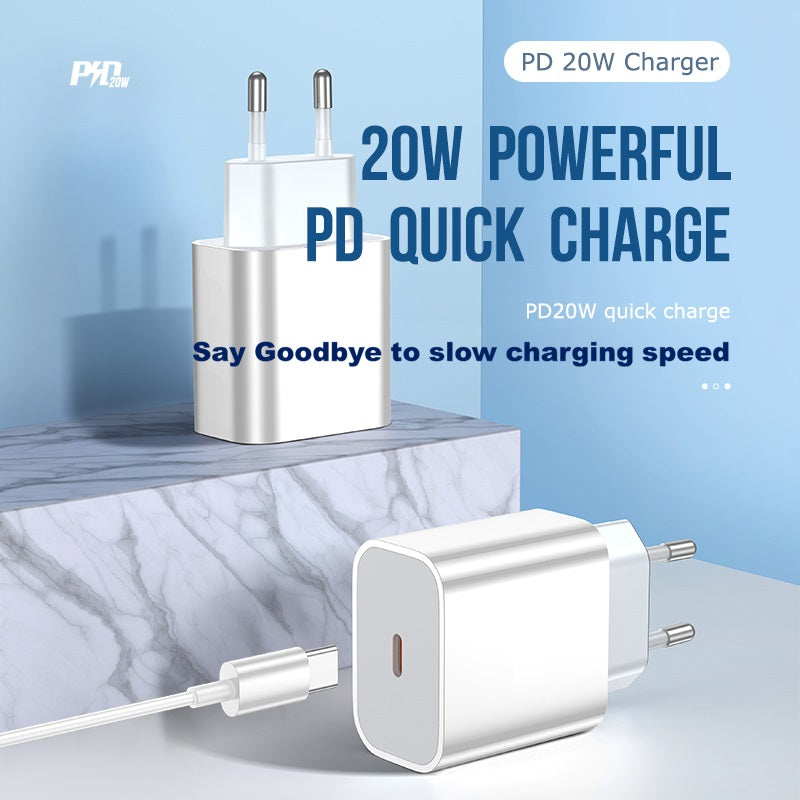 Pii Tech 20W Fast Charger + Fast Charging Cable, Type C port, Certified PD 3.0 Fast charging