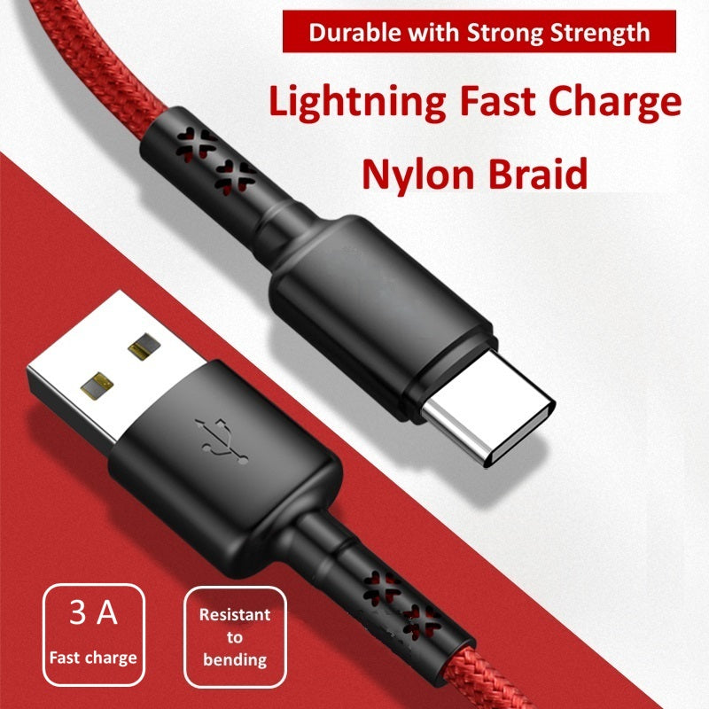 Pii Tech Unbreakable 3A Fast Charging Cable, USB Type A to C, Nylon Braided, 1.2 metre length