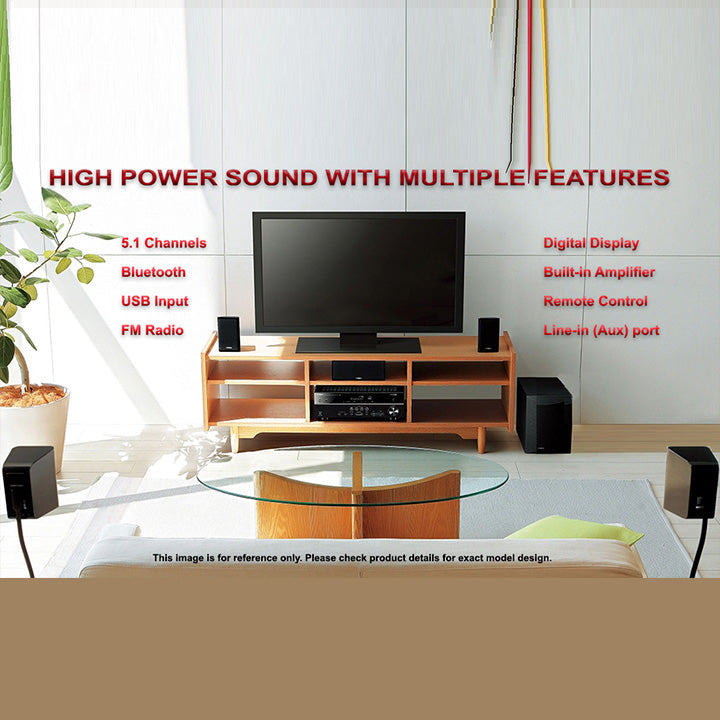 Pii Tech 5.1 Channel 300W Max Power and 115W RMS Output Multimedia Home Theatre System with 5 Satellite Speakers
