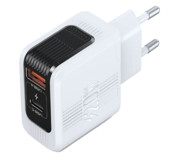 Pii Tech 20W Dual Port (USB C + USB A) Fast Charger + Fast Charging Cable, Certified PD QC3.0