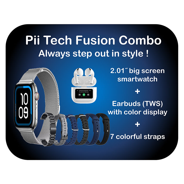 Pii Tech Fusion Combo (2.01" Smartwatch + 7 Changeable Straps)