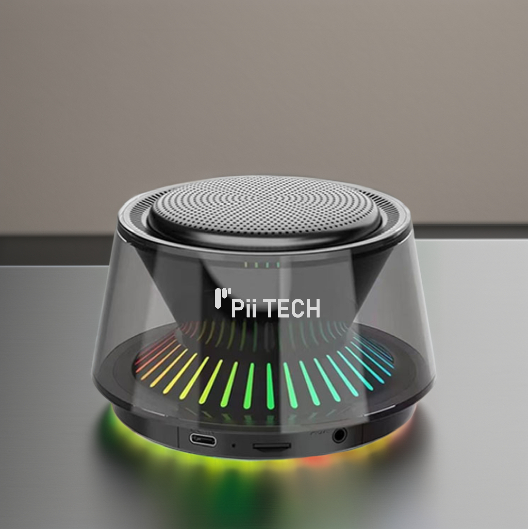 Pii Tech Glow, 5W Bluetooth Speaker with 360° Surround Sound, Powerful Bass and Vibrant LED Lights