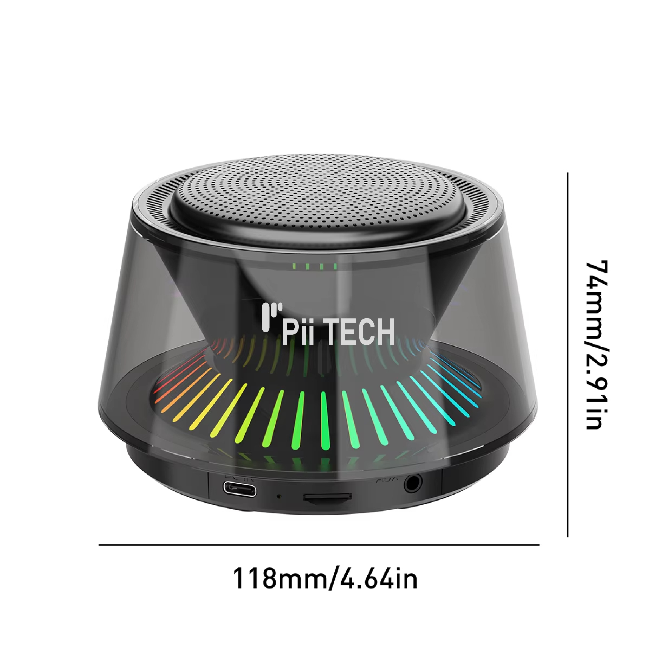 Pii Tech Glow, 5W Bluetooth Speaker with 360° Surround Sound, Powerful Bass and Vibrant LED Lights