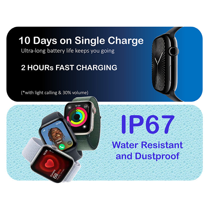 Pii Tech NeonPlus Smartwatch with 2.01" AMOLED Screen, Metal Body and 2 changeable straps