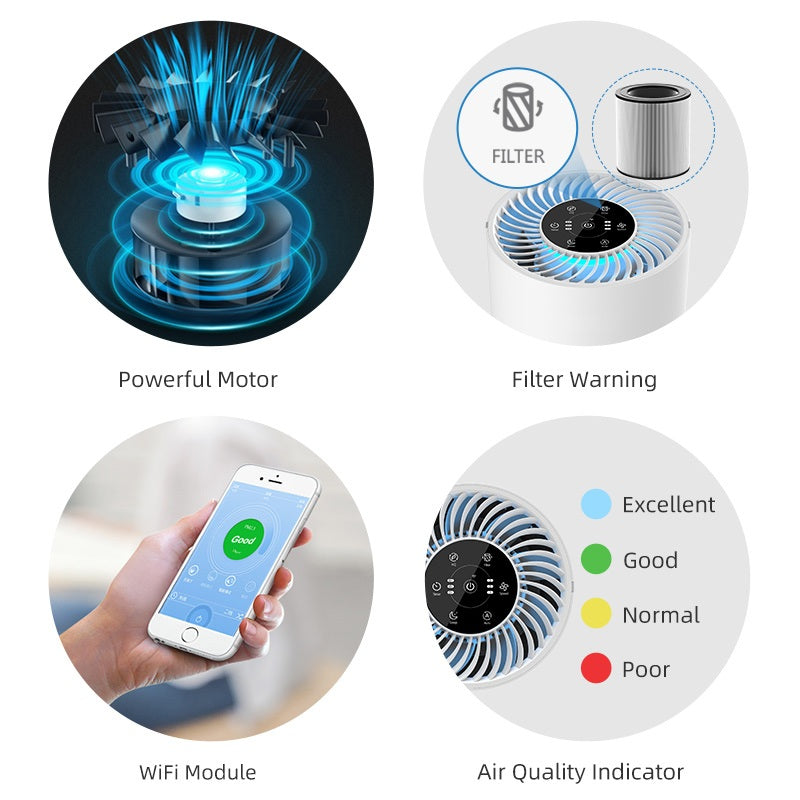 Pii Tech Pure-Fit Air Purifier with Air Quality Monitoring, Sleep Mode, Timer and Wi-Fi connectivity
