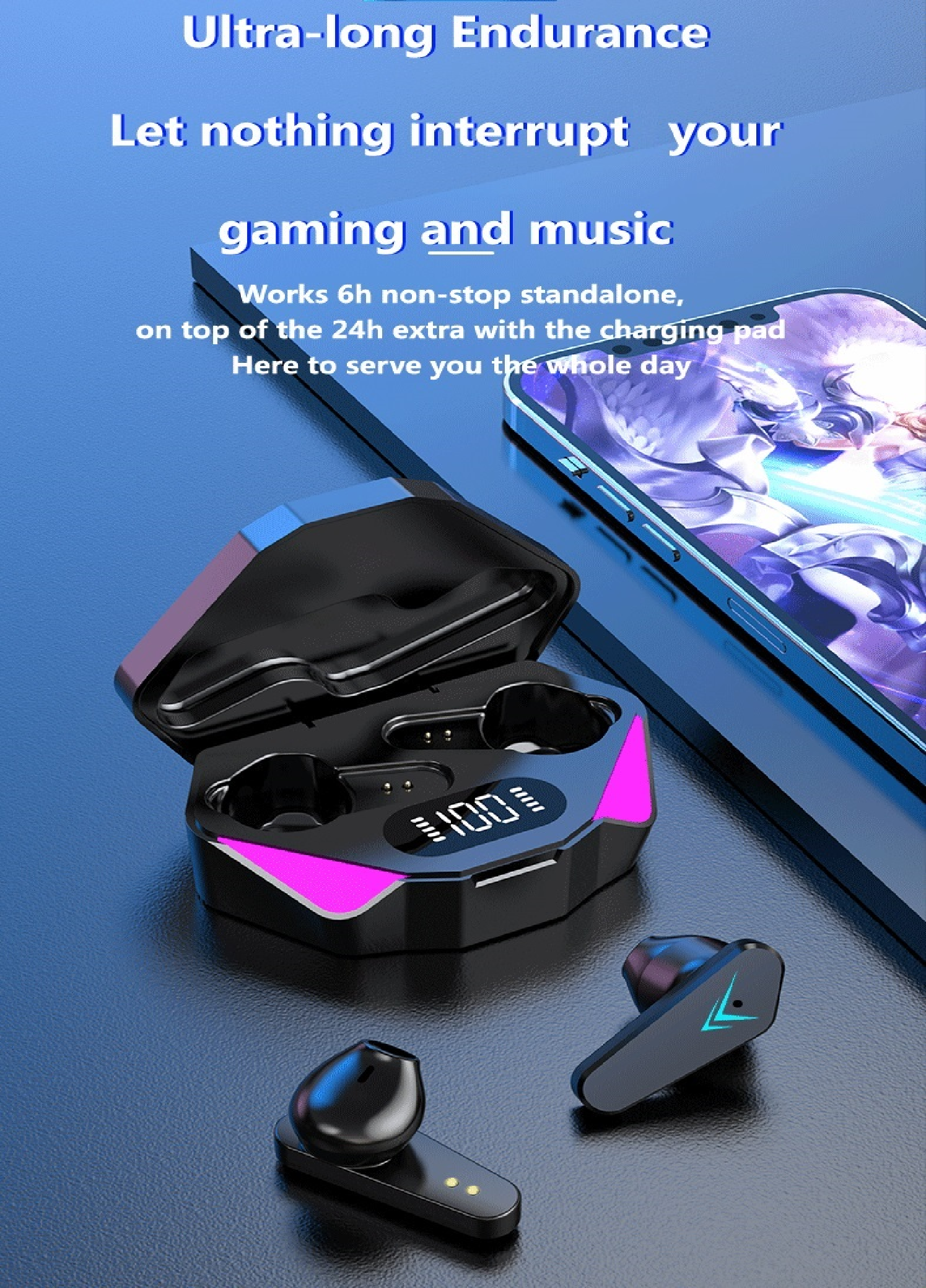 Pii Tech RaceX Super Stylish Bluetooth Gaming earbuds with LED lights