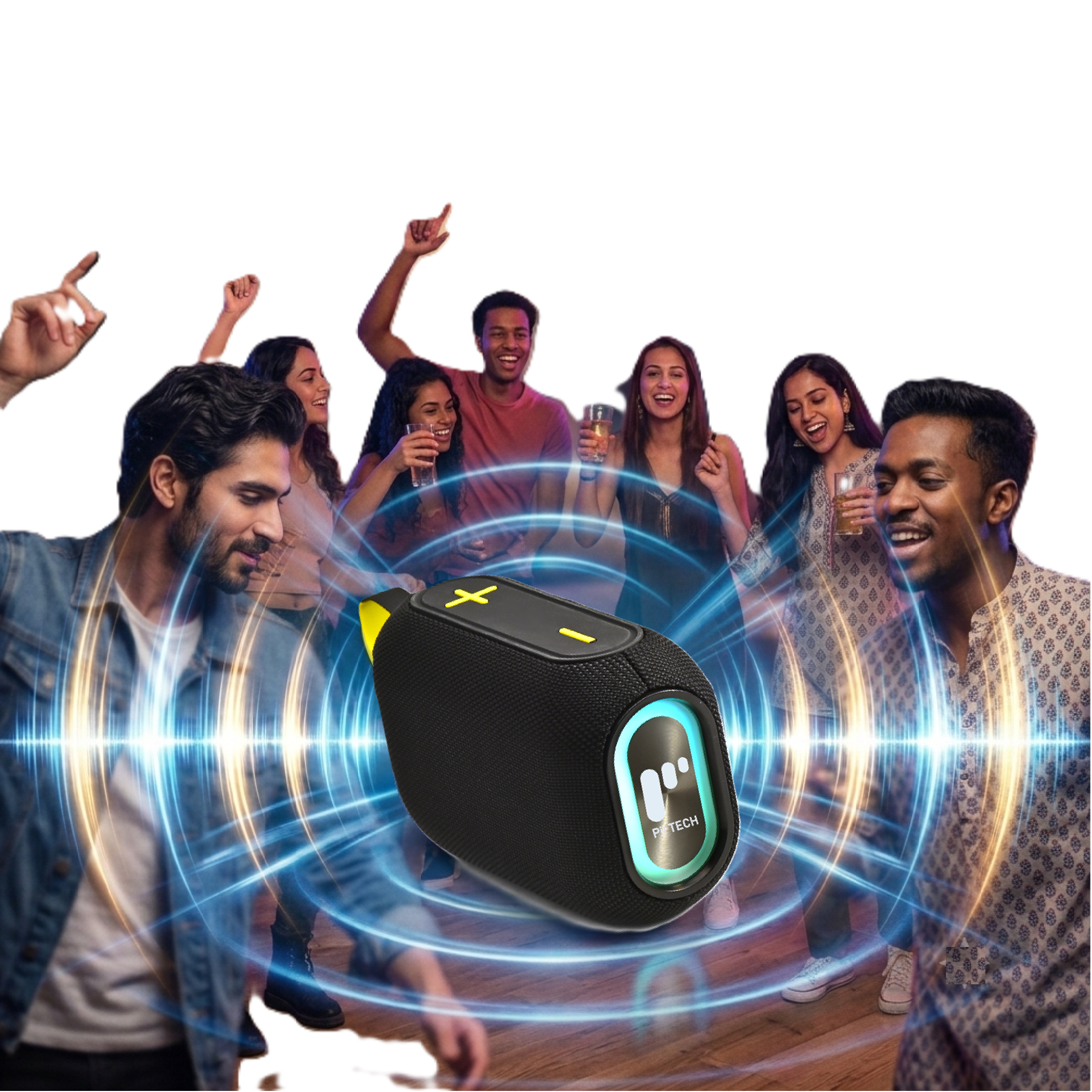Pii Tech SonicThunder 24W Wireless Speaker with Super Powerful Sound, Vibrant LED Lights and Sleek modern design