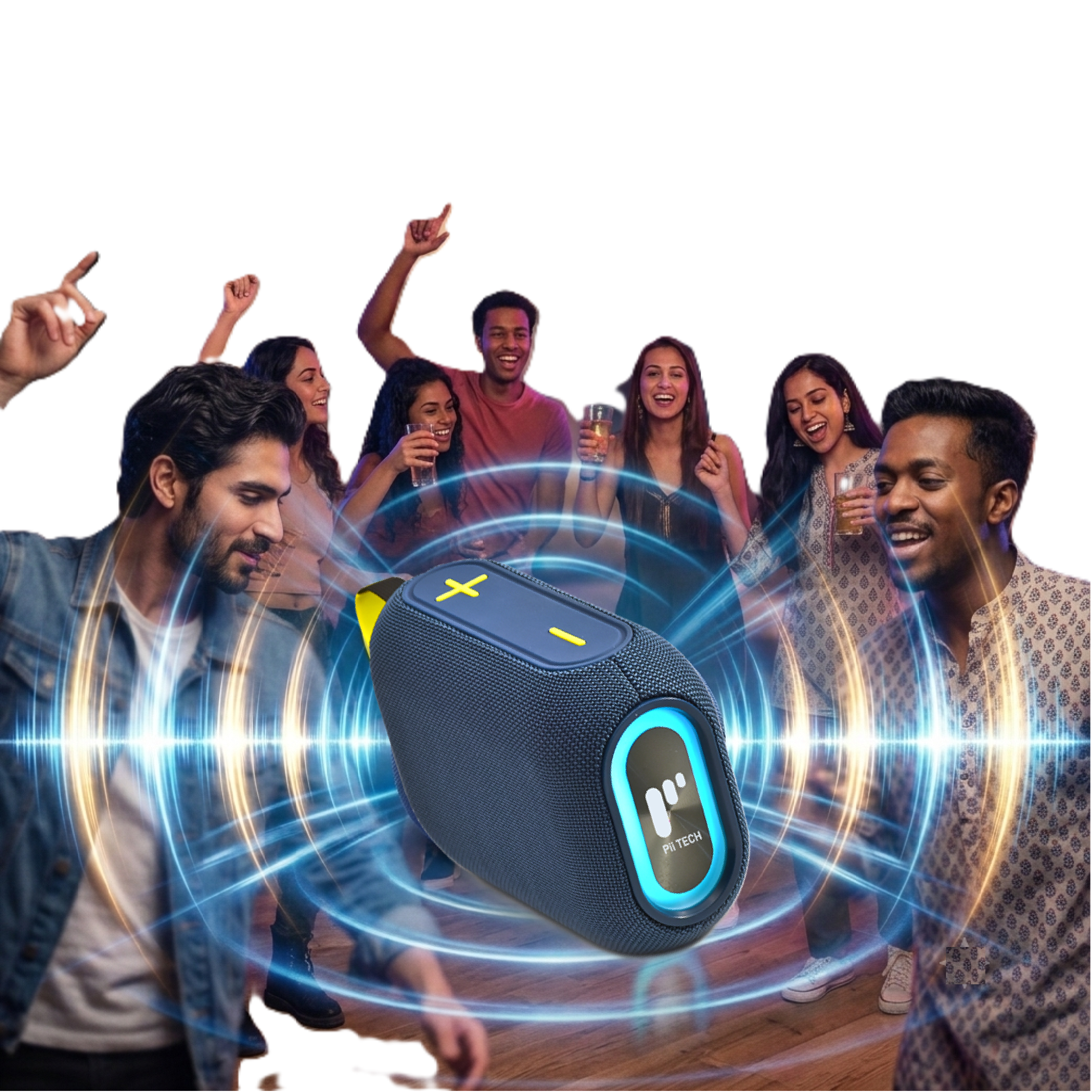 Pii Tech SonicThunder 24W Wireless Speaker with Super Powerful Sound, Vibrant LED Lights and Sleek modern design