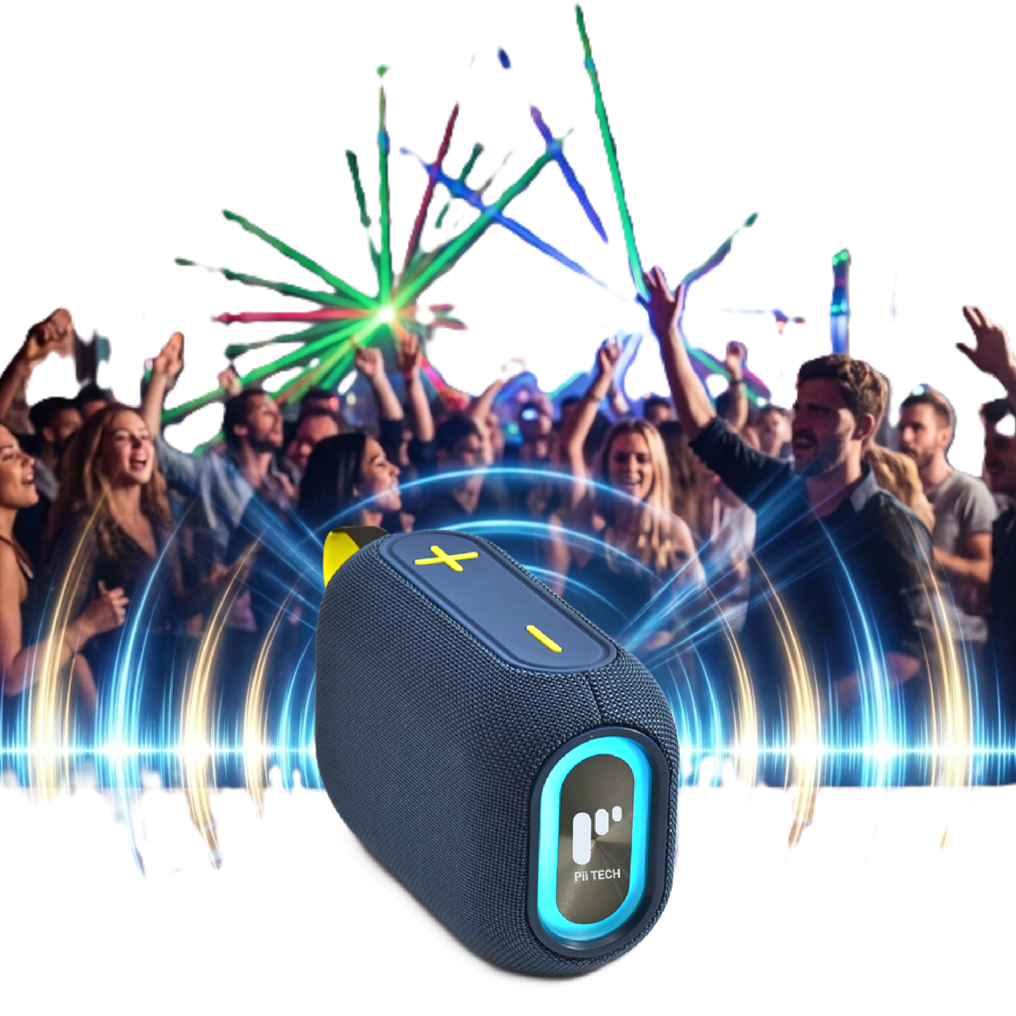 Pii Tech SonicThunder 24W Wireless Speaker with Super Powerful Sound, Vibrant LED Lights and Sleek modern design
