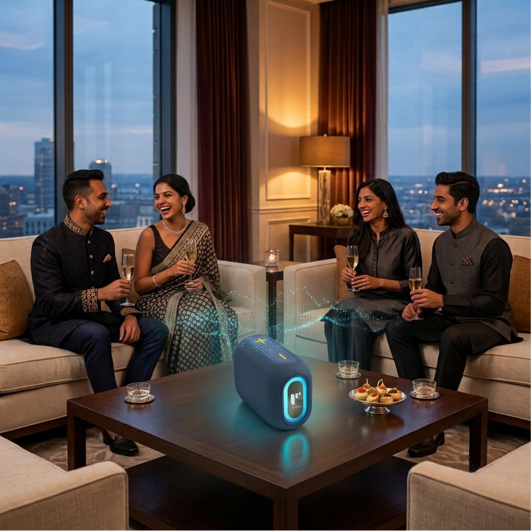 Pii Tech SonicThunder 24W Wireless Speaker with Super Powerful Sound, Vibrant LED Lights and Sleek modern design