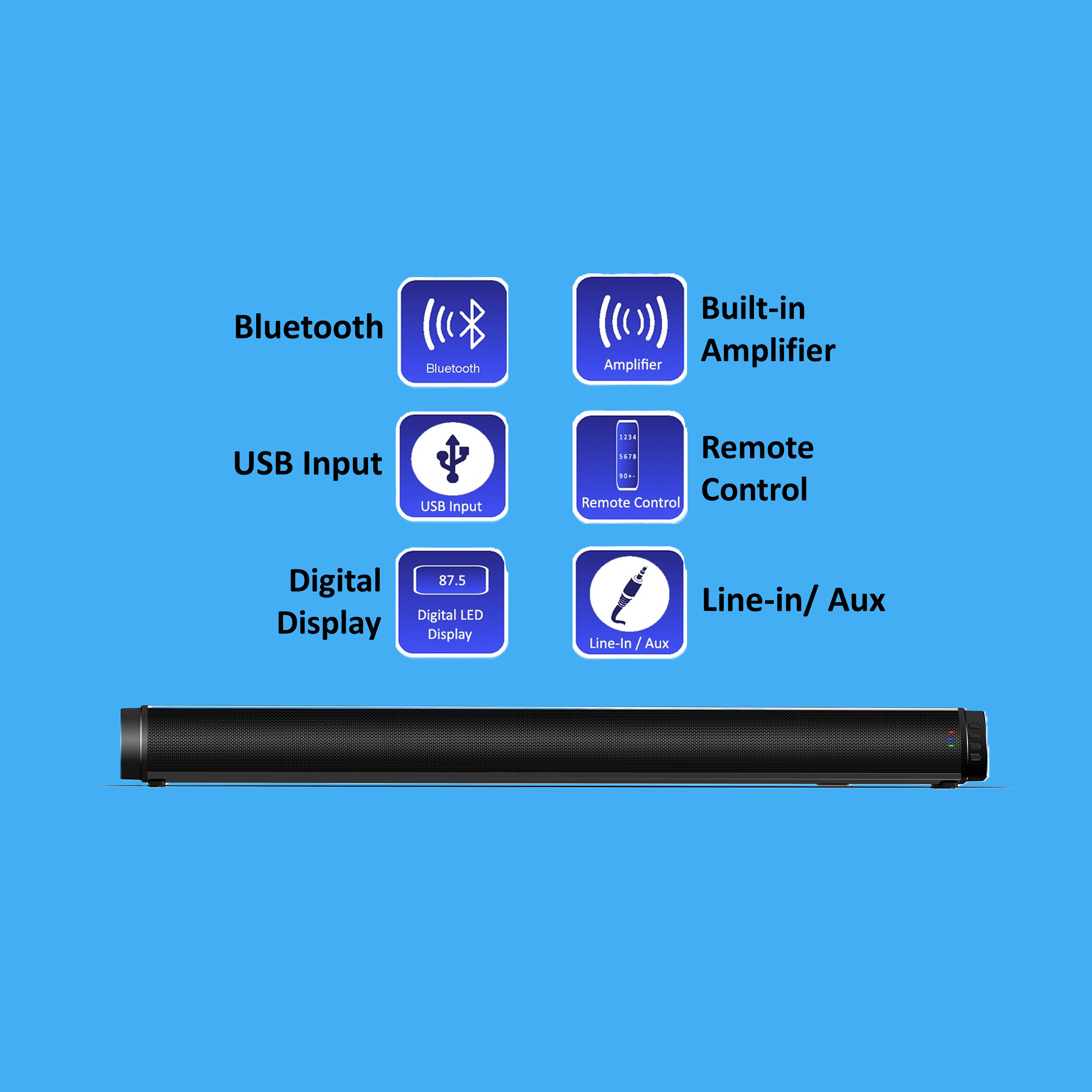 Pii Tech Bluetooth Soundbar with 100W Peak Power 40W RMS with 4 x 2.25 inch Sound Drivers
