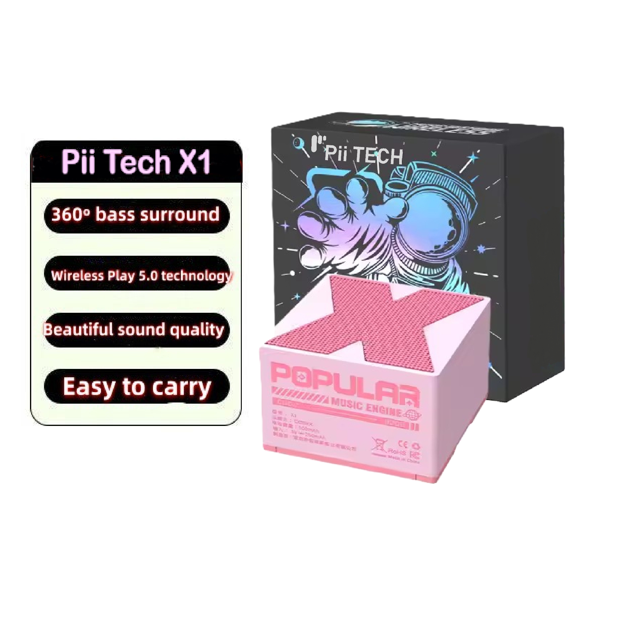 Pii Tech X1, 5W Pocket Bluetooth Wireless Speaker